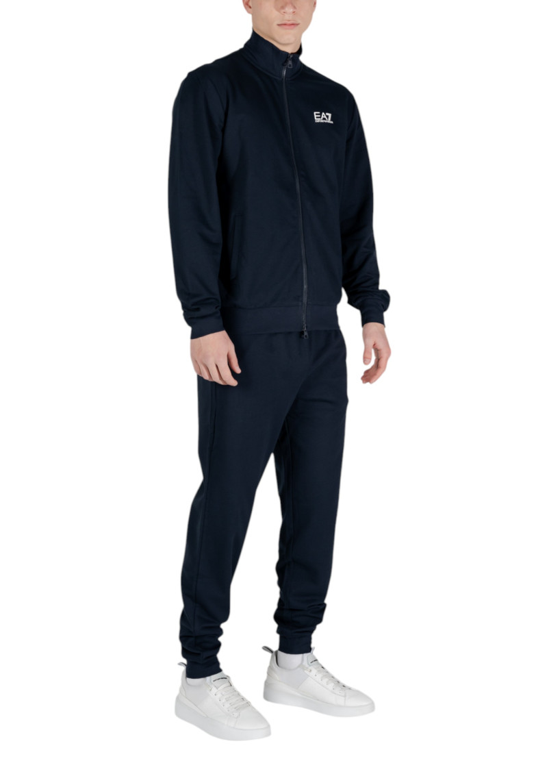 Dark Blue Cotton Solid Tracksuit