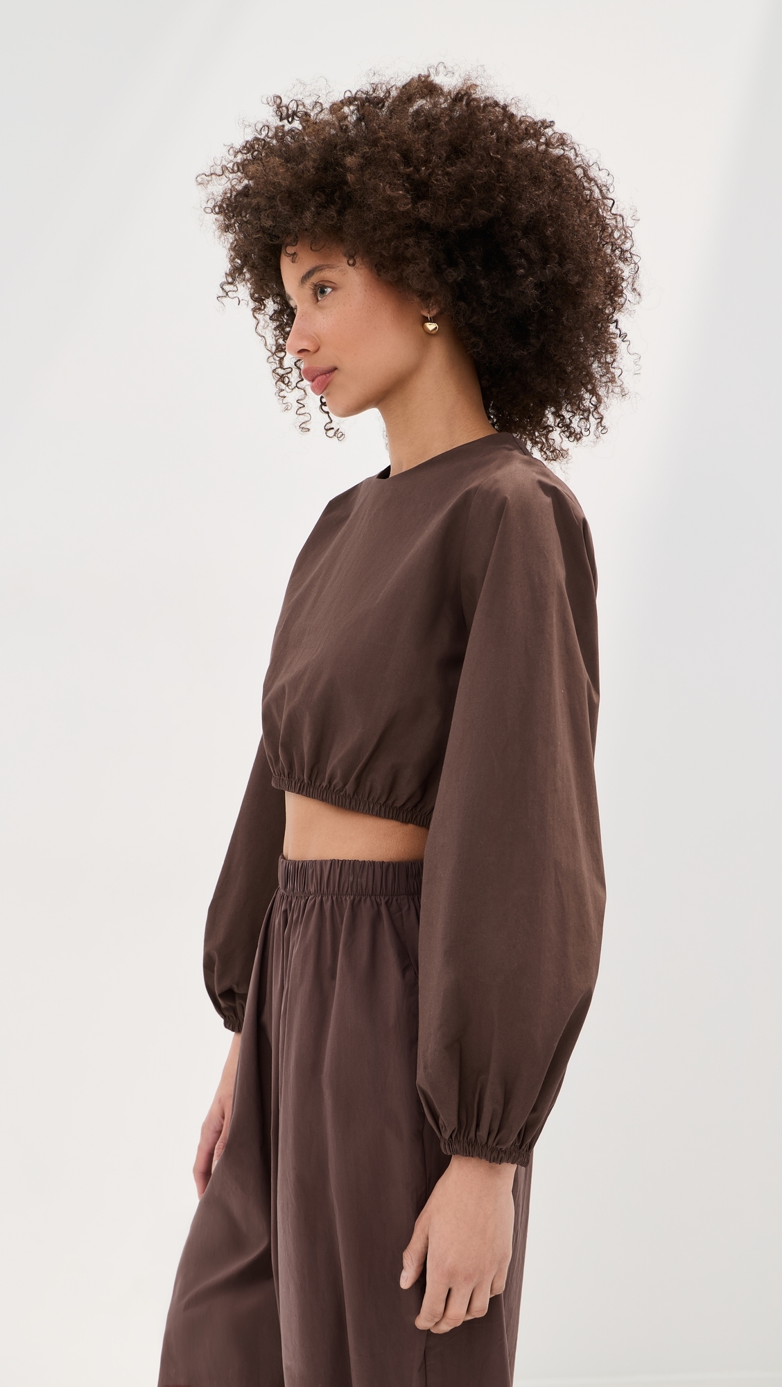Lillian Cropped Blouse Brown