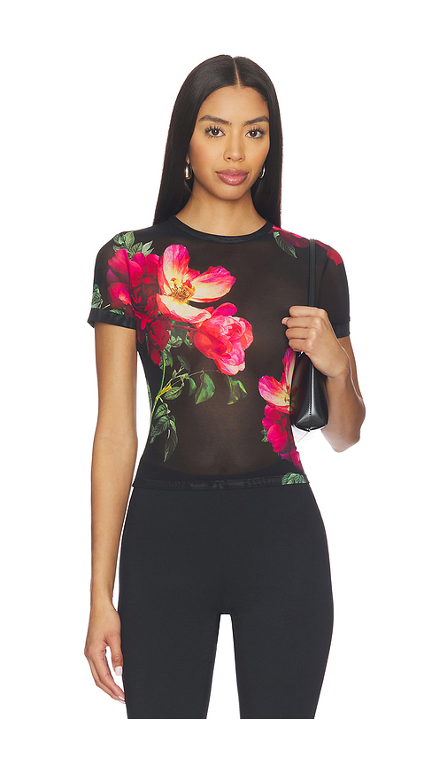 Alice + Olivia Tess Crew Neck Tee in Empress Bloom Black. L also in M, S