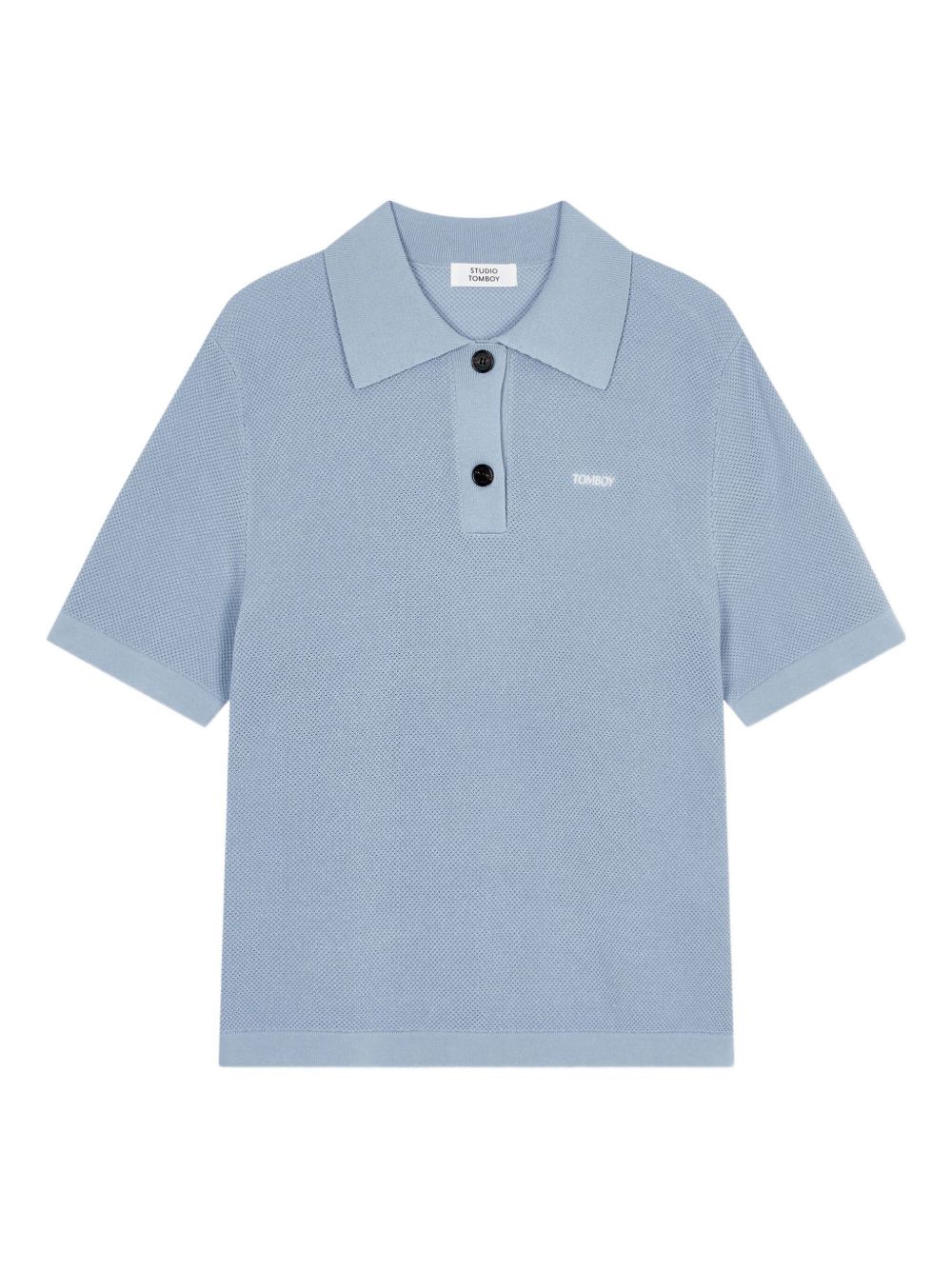 Polo-collar knit top - Blue