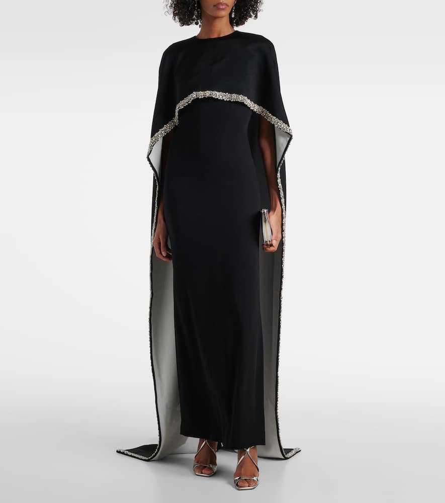 Embellished satin crêpe gown