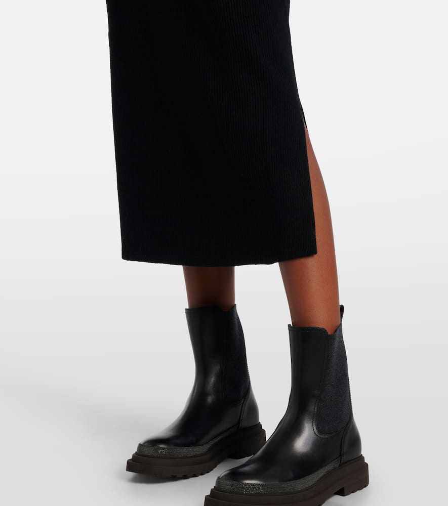 Wool, cashmere and silk midi skirt