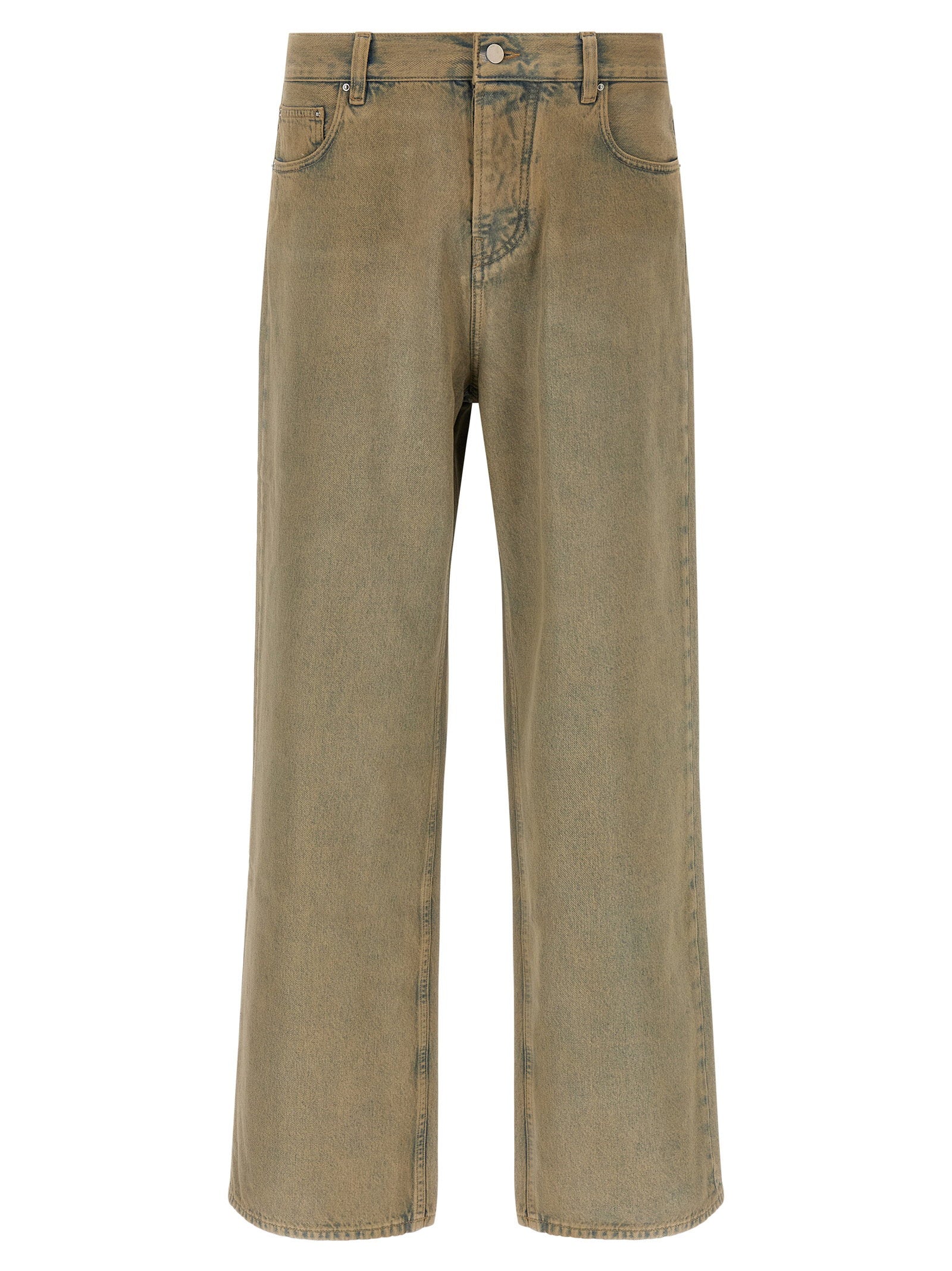 Overdyed Wide-Leg Jeans — Beige
