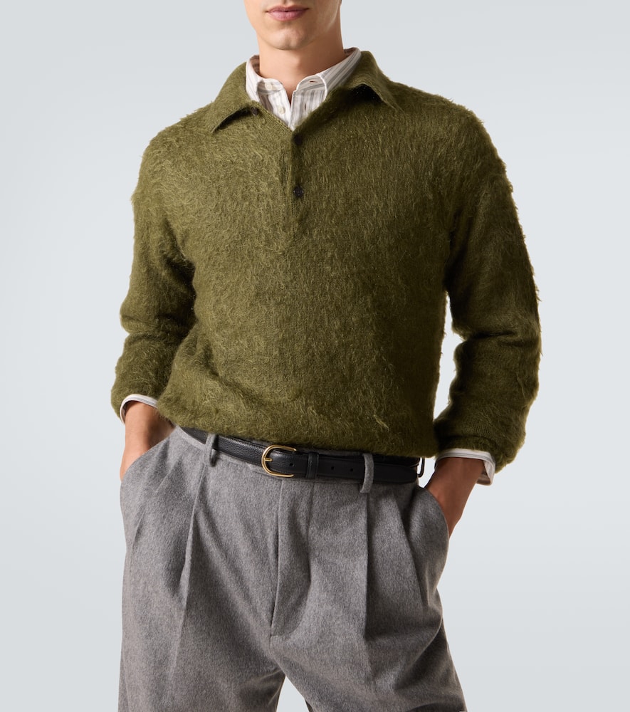 Mohair and wool polo sweater