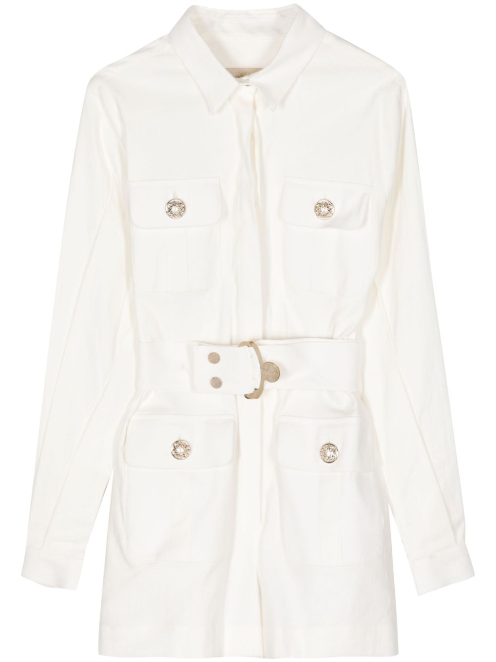 Gabardine-weave playsuit - White