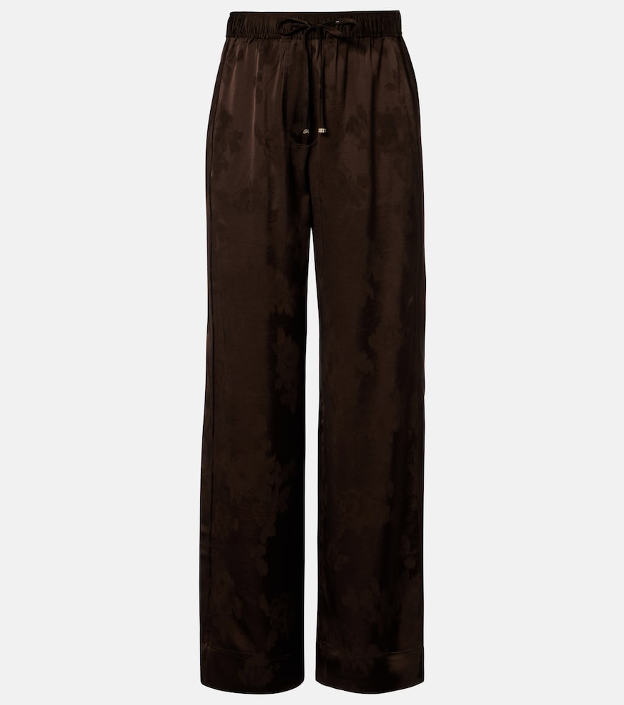 Satin jacquard wide-leg pants