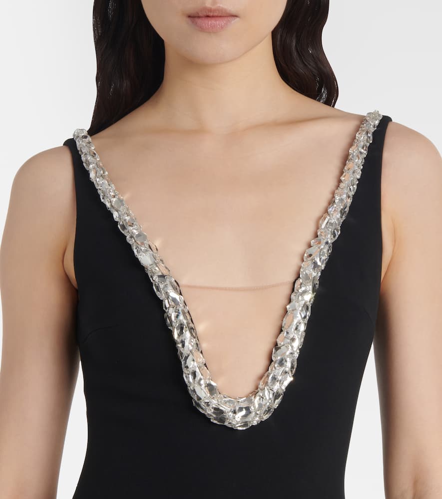 Crystal-embellished cady gown
