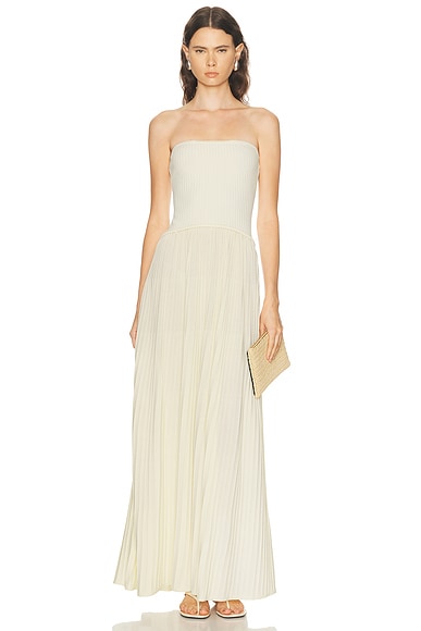 Solid & Striped The Strapless Soglio Dress in Beige. L. Also in