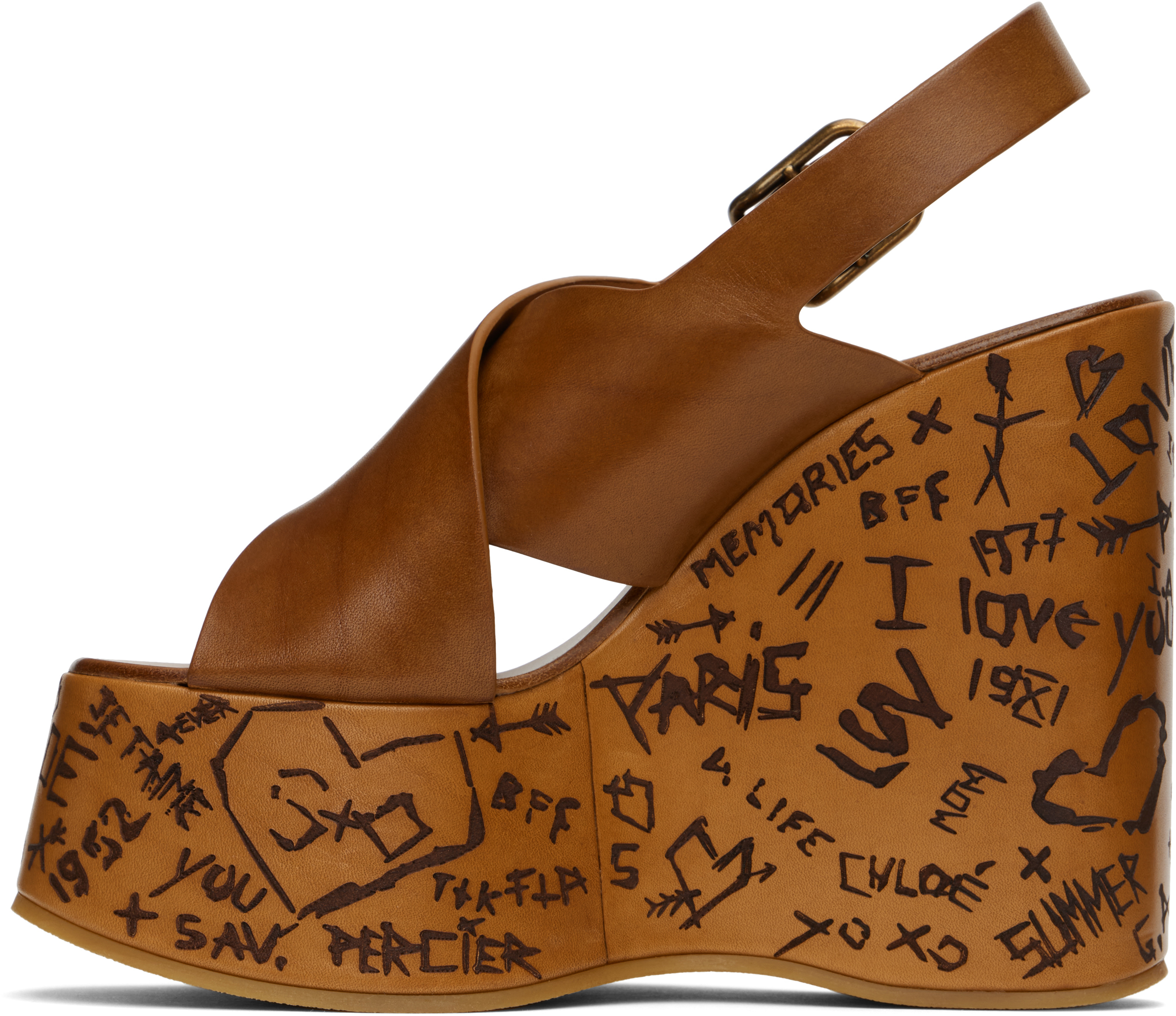 Chloé Brown Maxime Wedge Sandals
