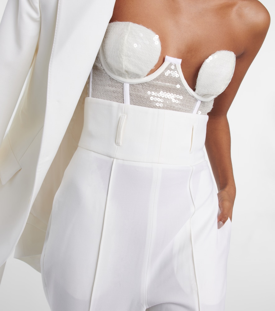 Bridal straight wool-blend pants