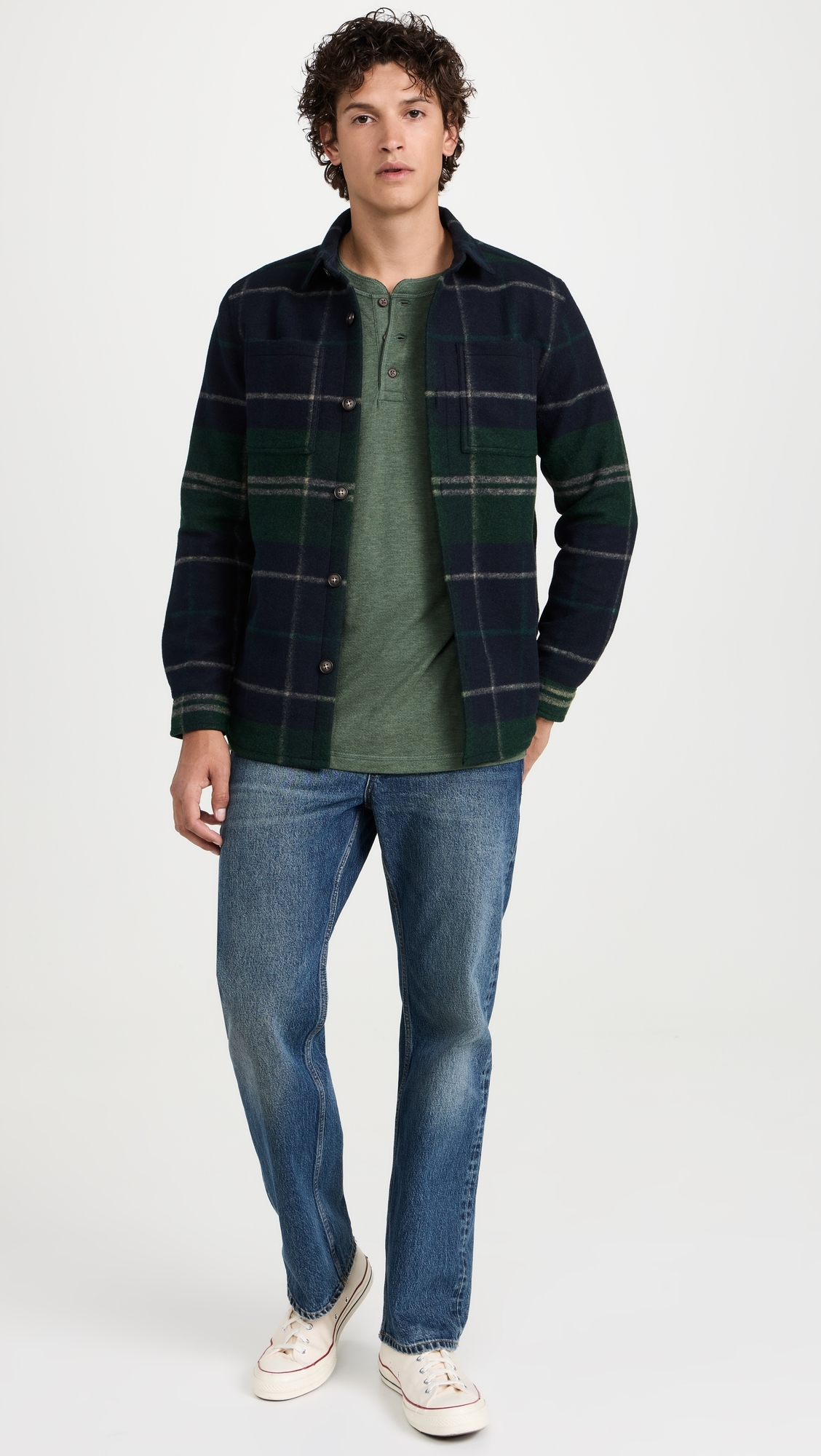Cloud Long Sleeve Henley Deep Fern Heather 