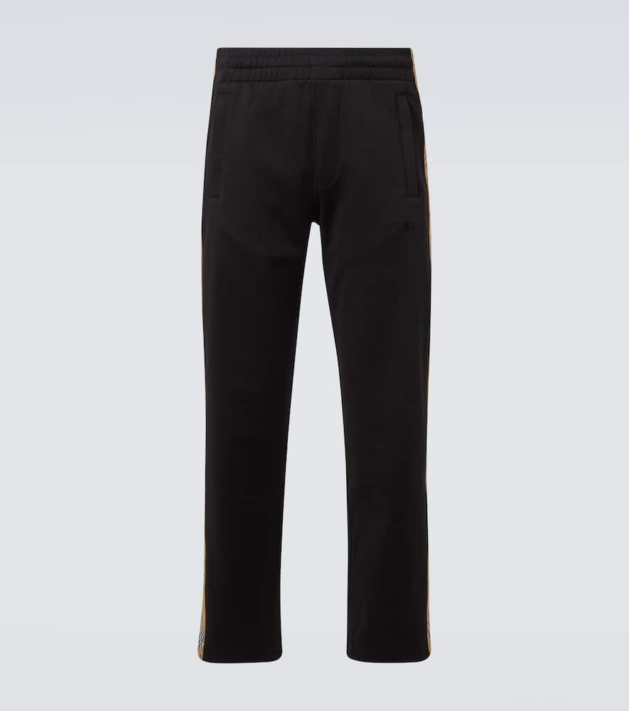 Check cotton-blend jersey track pants