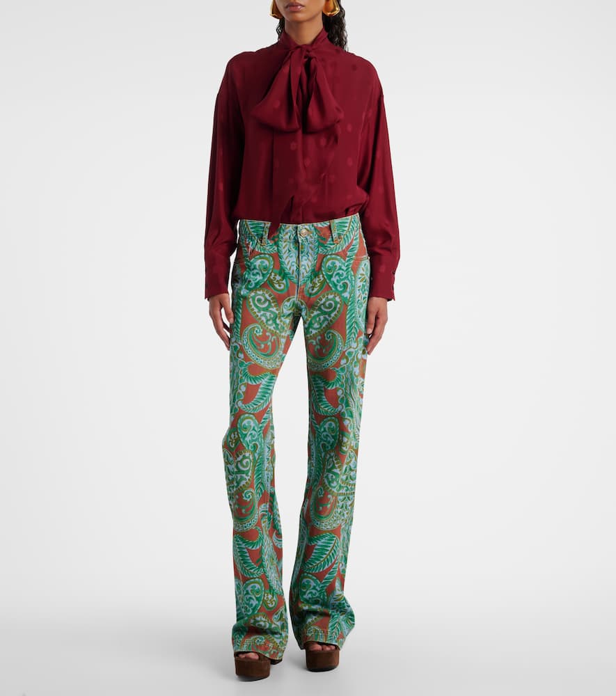 Paisley high-rise wide-leg jeans