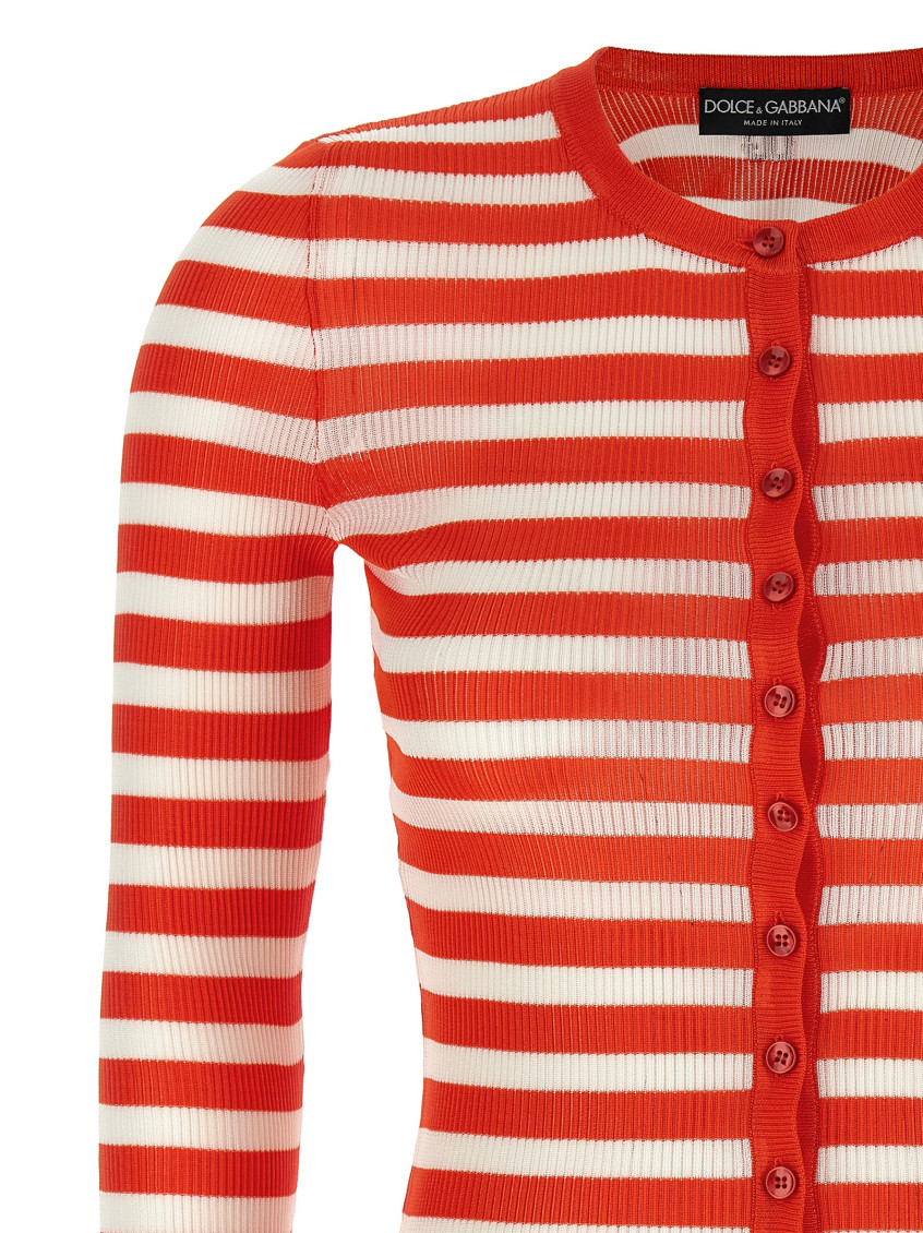 Striped Viscose Cardigan Sweaters And Cardigans Orange