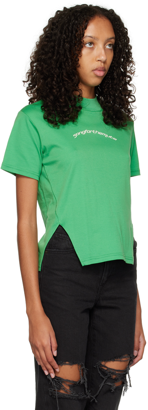 Green front split T-shirt