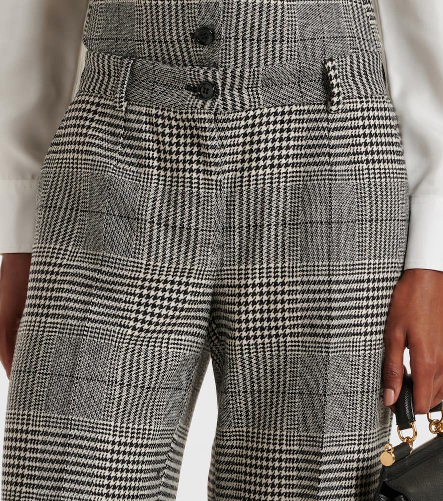 Prince of Wales check wool and cashmere flared pants