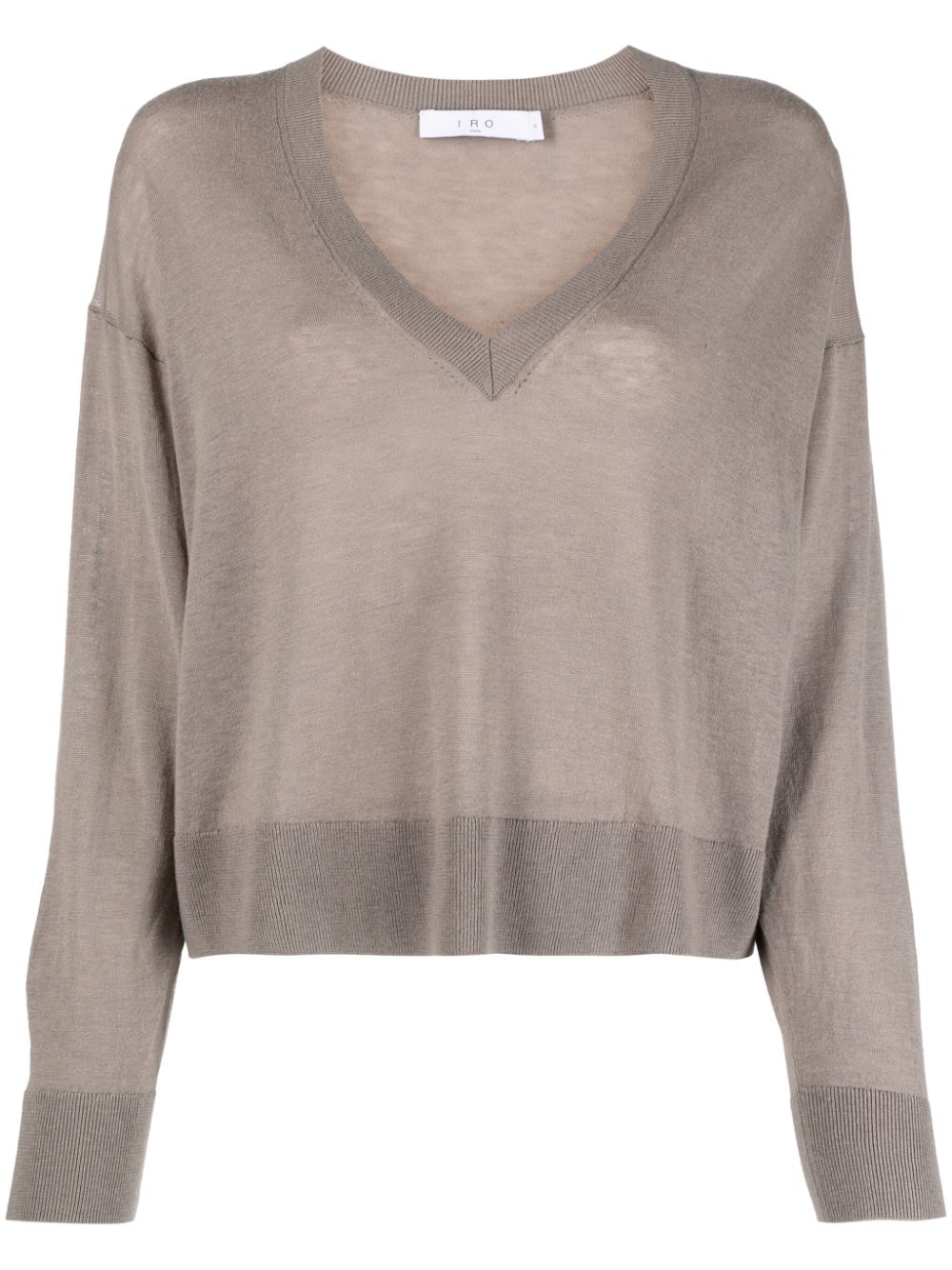Fine-knit V-neck jumper - Grey