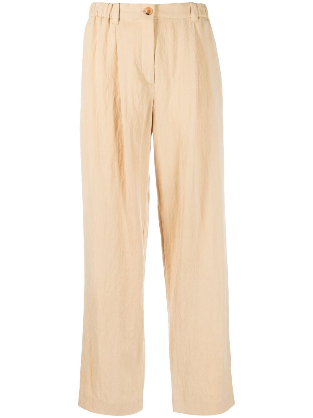 Wide-leg cotton trousers - Neutrals