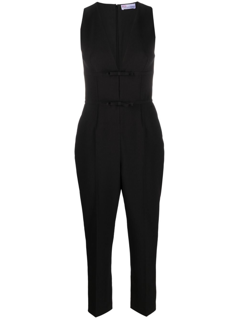 Bow-embellished cropped jumpsuit - Black