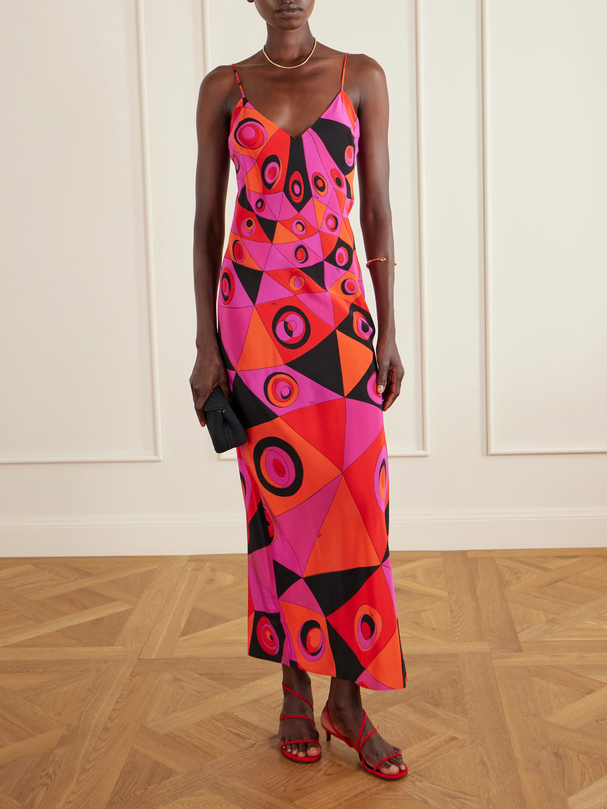 Printed Silk Crepe De Chine Maxi Dress - Pink