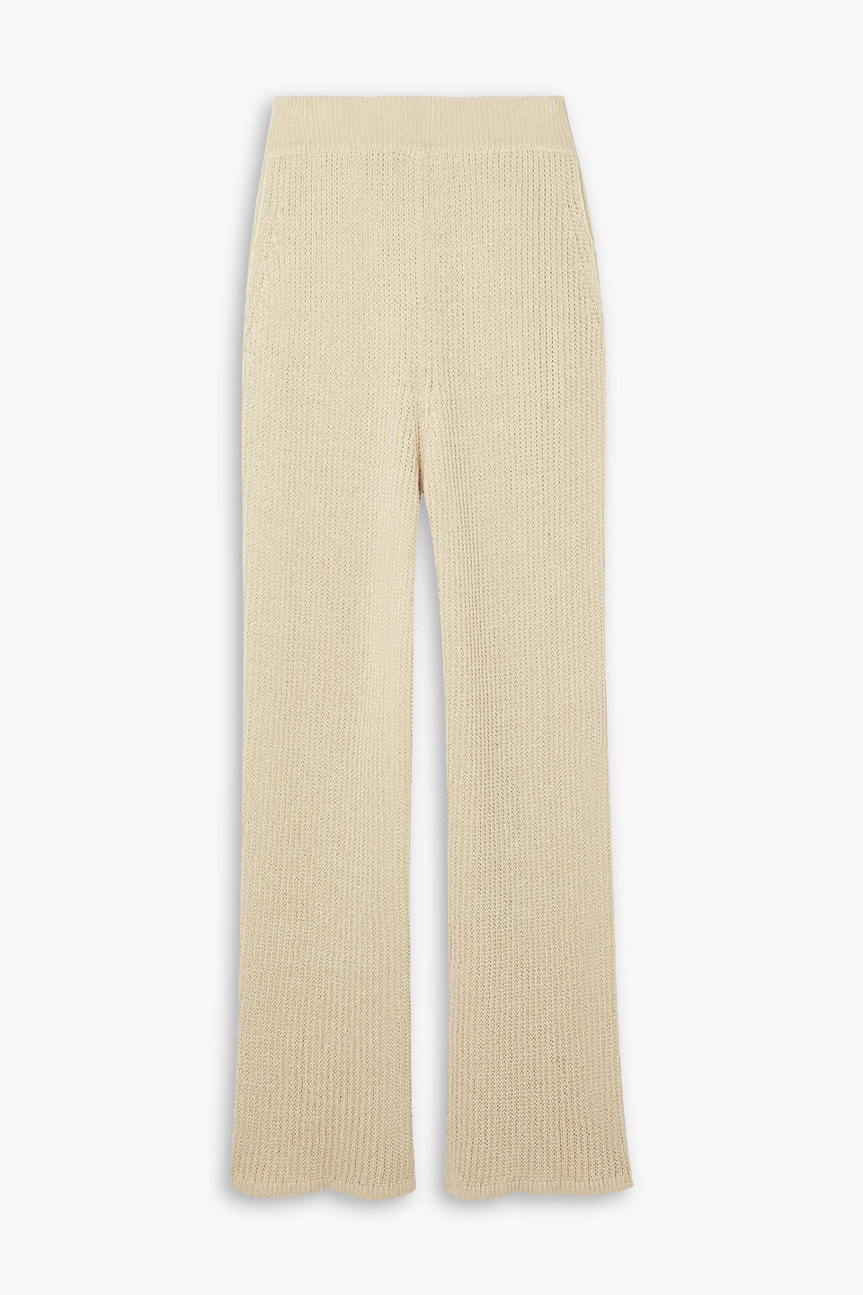 Ribbed linen-blend straight-leg pants - Neutral - FR 38
