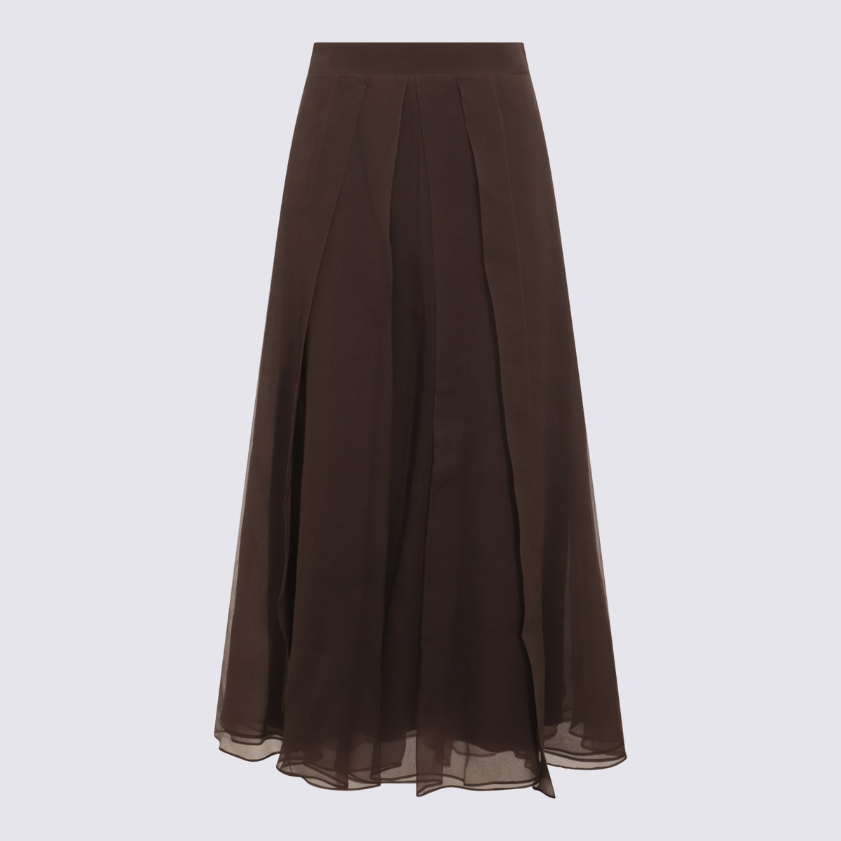 Silk midi skirt - Brown