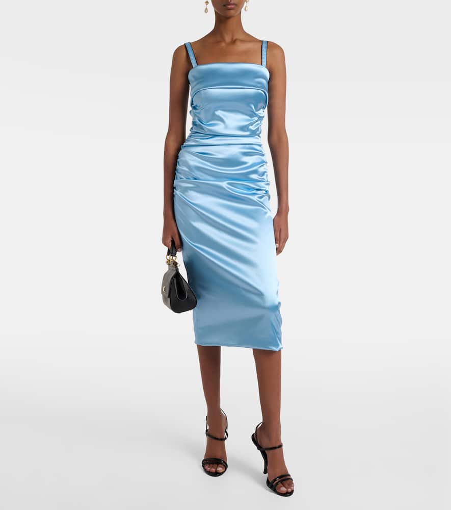 Ruched satin cocktail dress