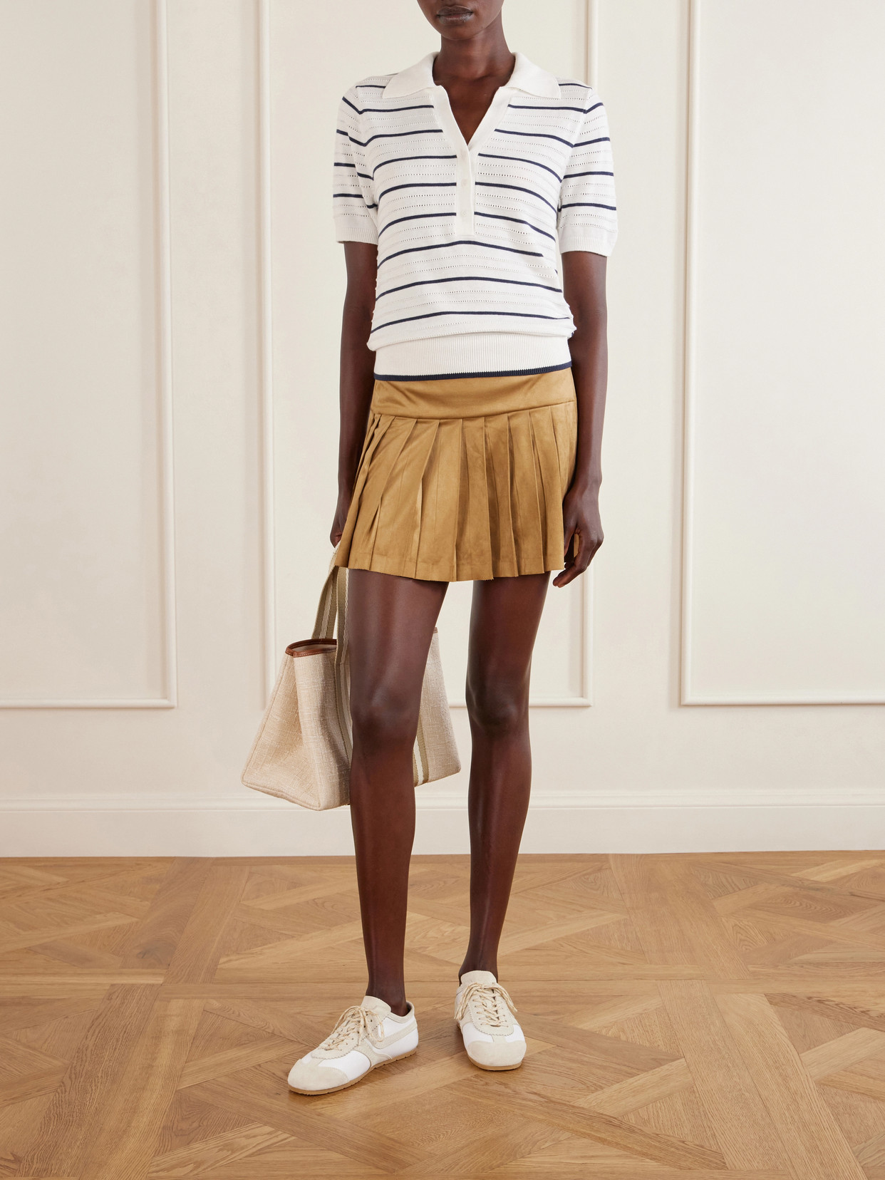 Wren Striped Cotton-blend Knitted Polo Shirt - White