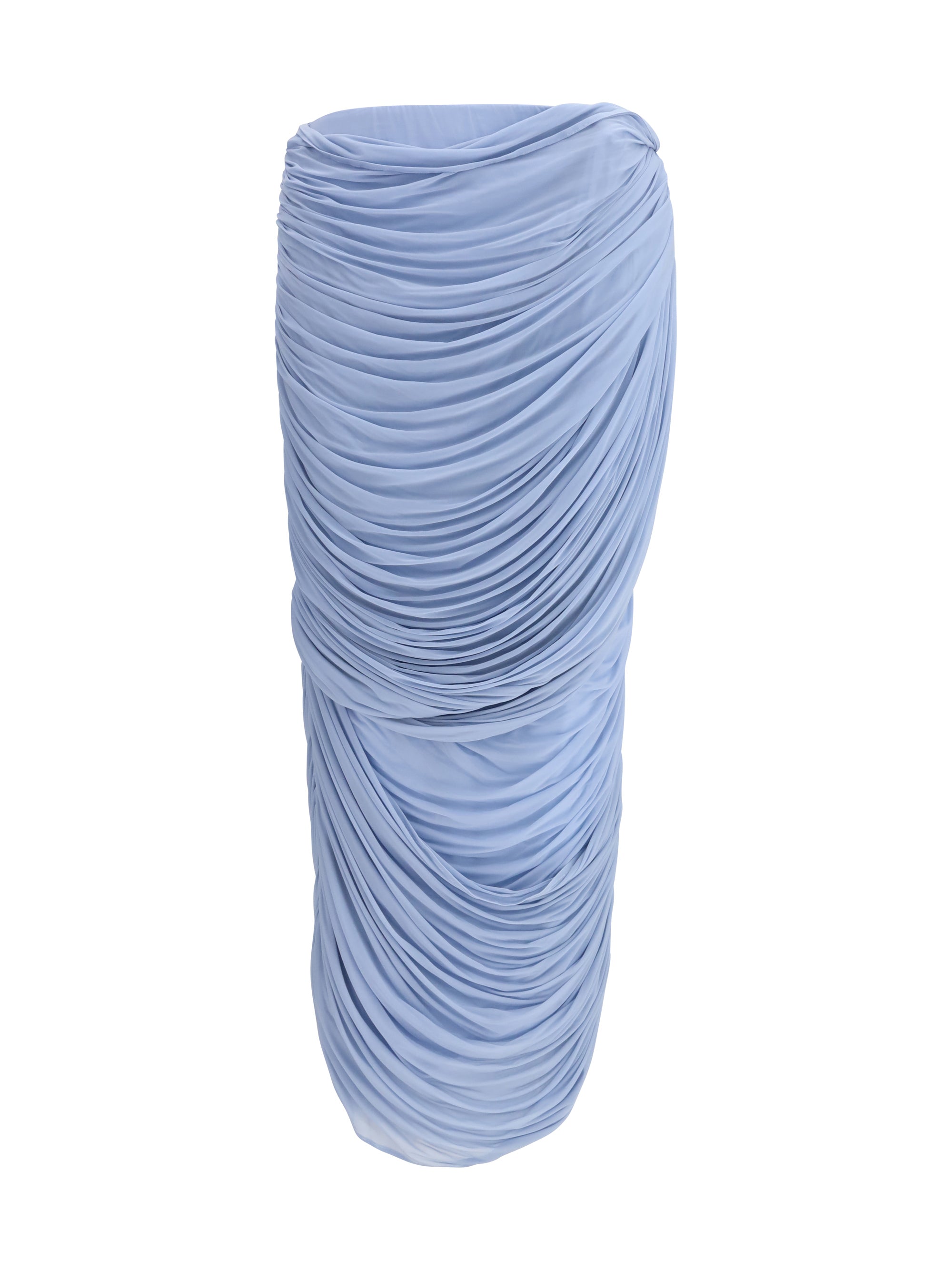 Draped Cupro Midi Skirt — Blue