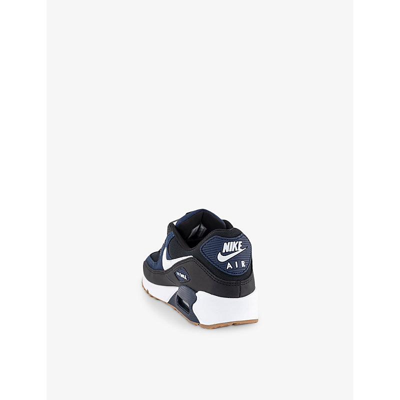 Mens Midnight Navy White Blac Air Max 90 Mesh and Leather Low-top Trainers