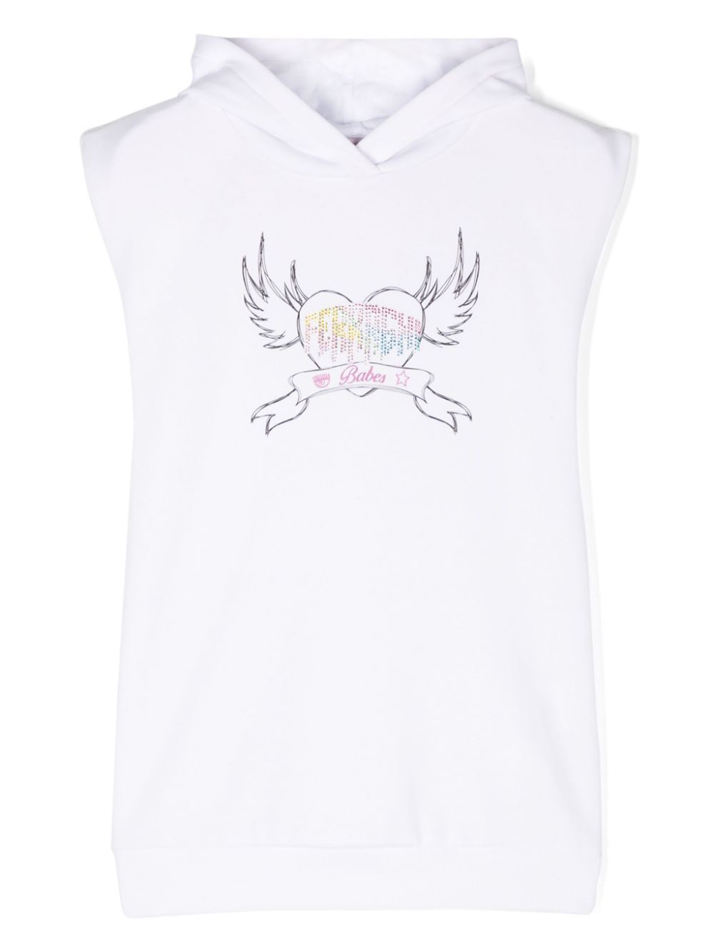 Graphic-print hooded cotton dress - White