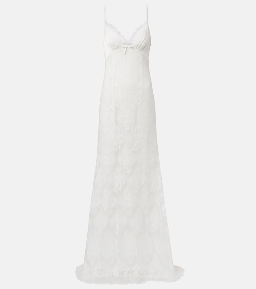 Strappy floral lace gown