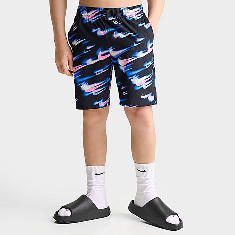 Boys Big Kids Swim Heat Map Swoosh 7-Inch Lined Volley Shorts in Navy/Pink