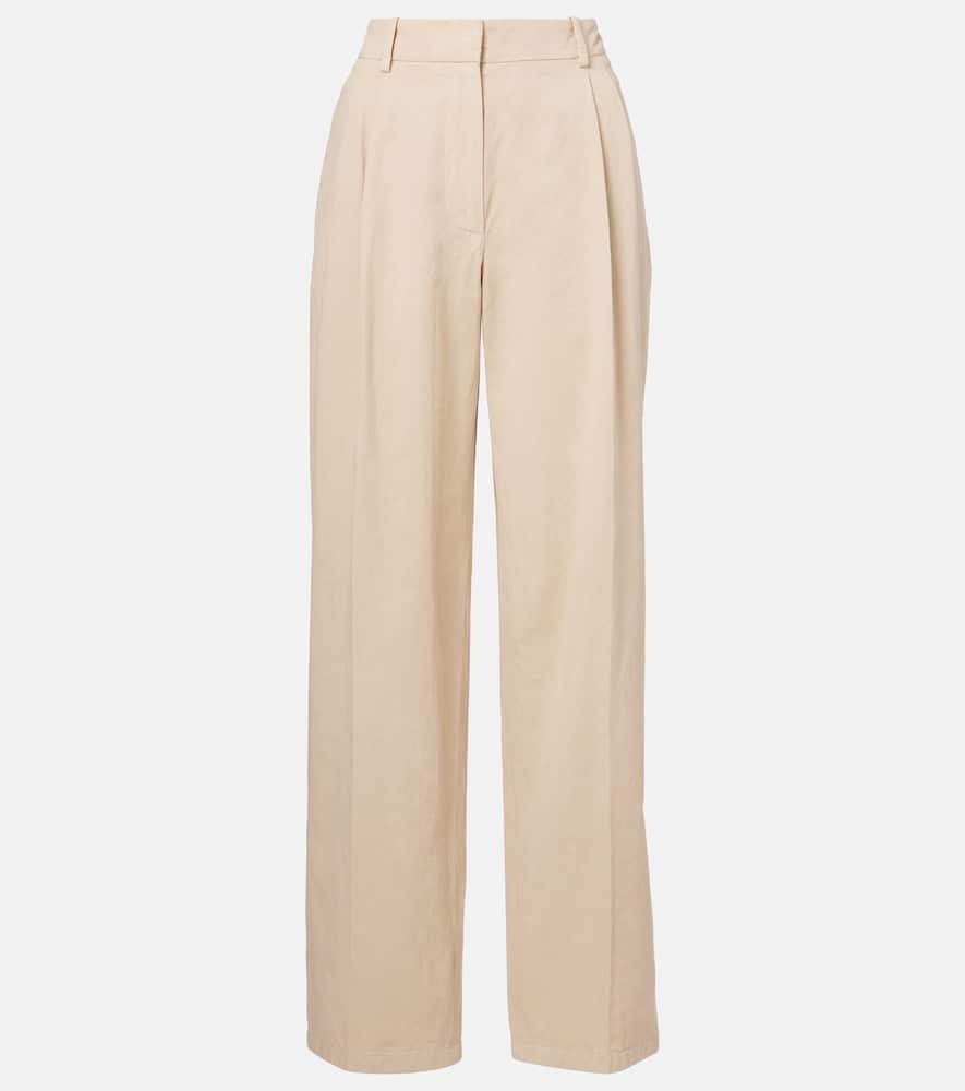 Lilas cotton and linen wide-leg pants