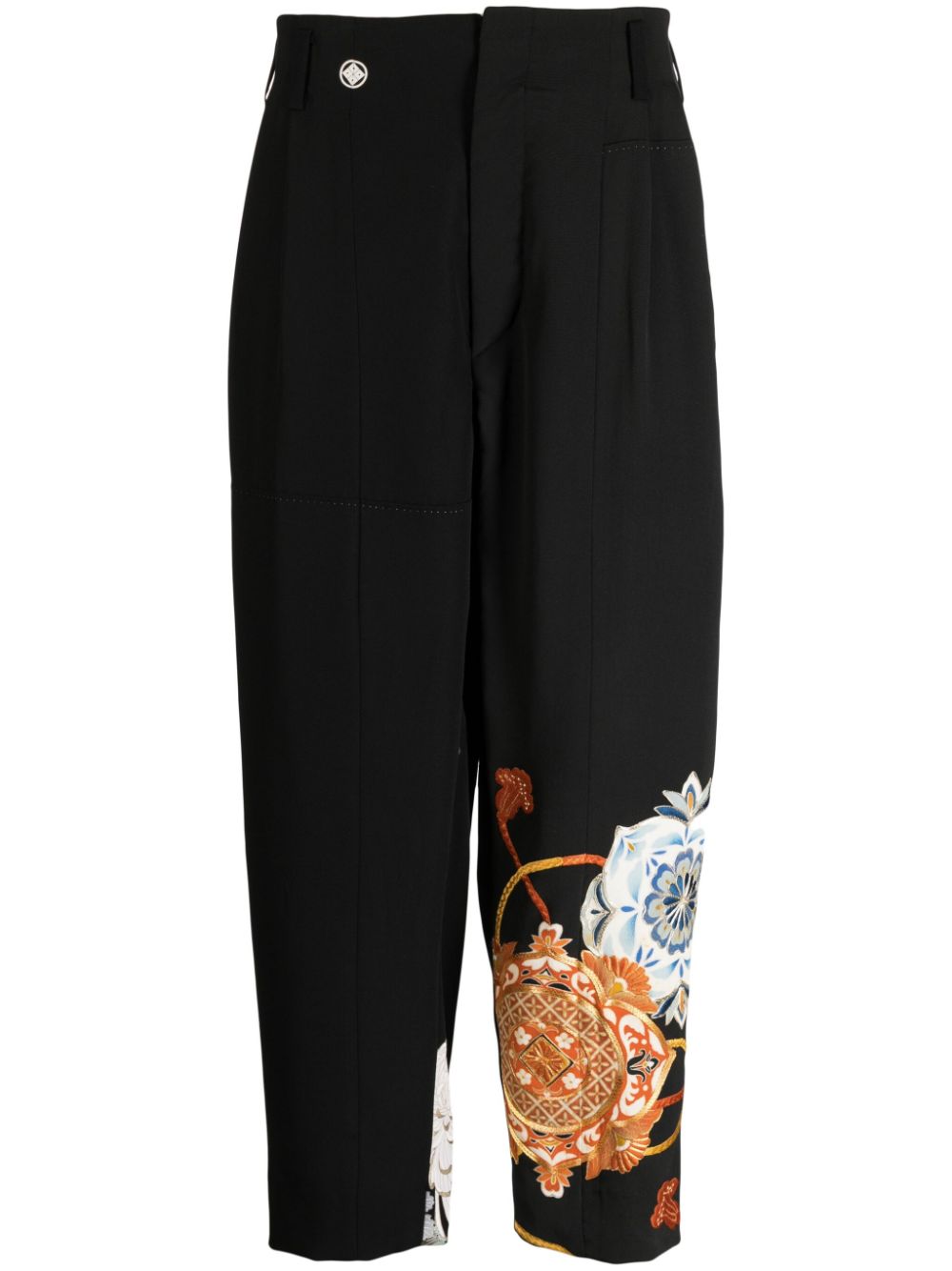 Tapered cropped trousers - Black