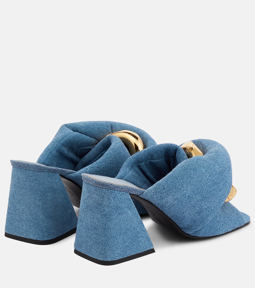 Chain and twist denim mules