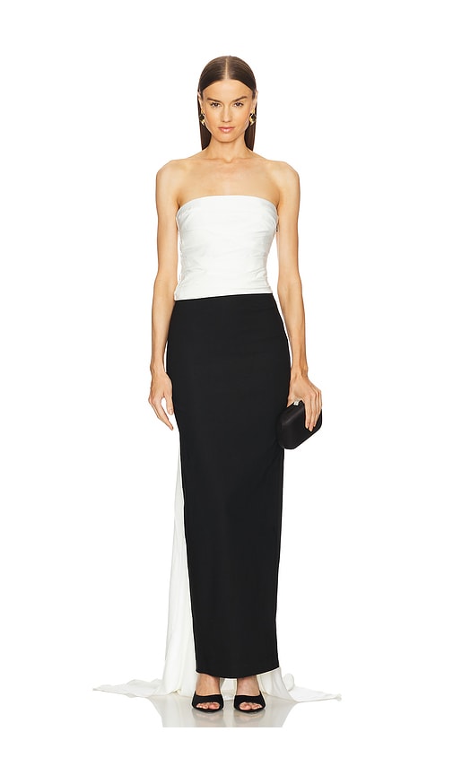 Michael Costello x REVOLVE Sabine Gown in Black,White.  XXS. Also in