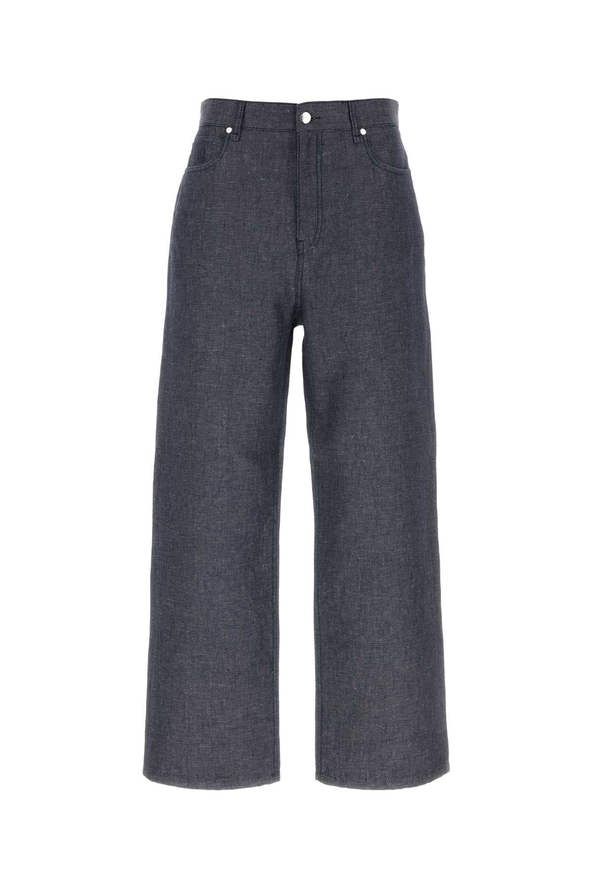 Linen Cotton Silk Jeans — Navy