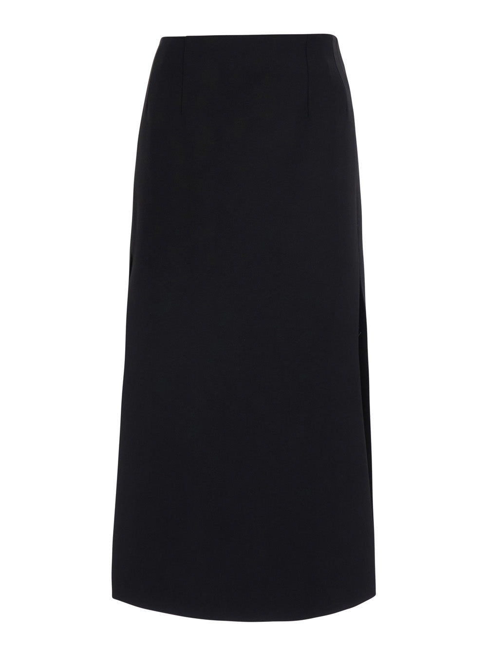 Wool-Blend Midi Skirt — Black