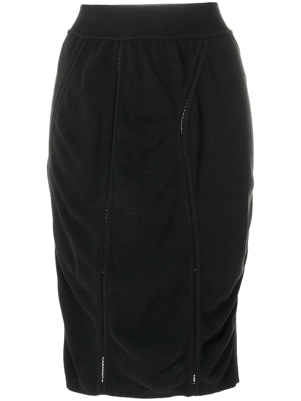 1980's midi draped pencil skirt - Black