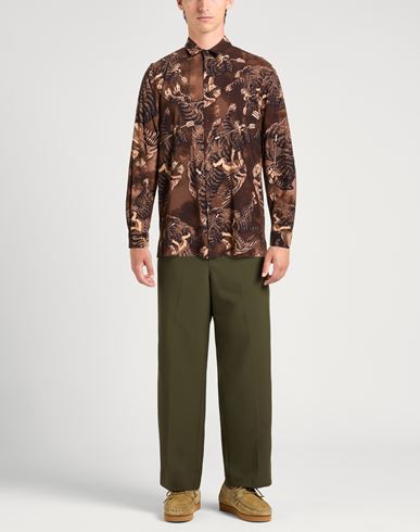Man Shirt Brown Size 38 Cotton, Viscose