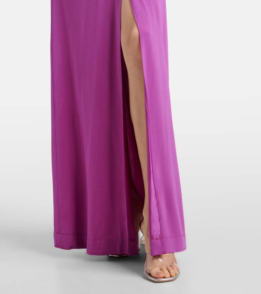 Cutout crystal-embellished jersey gown