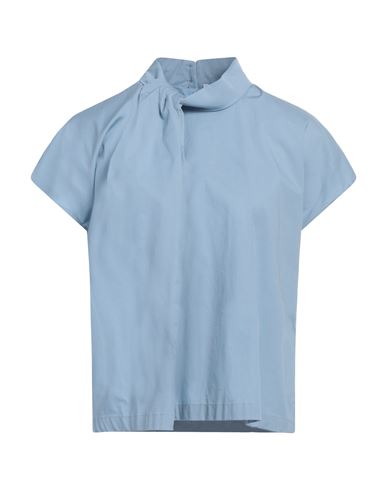Alpha Studio Woman Top Light blue Size 10 Cotton, Elastane