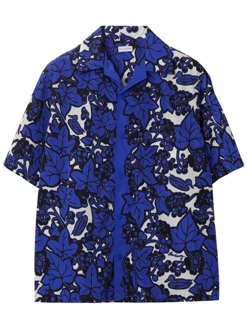 Ivy leaf-print cotton shirt - Blue
