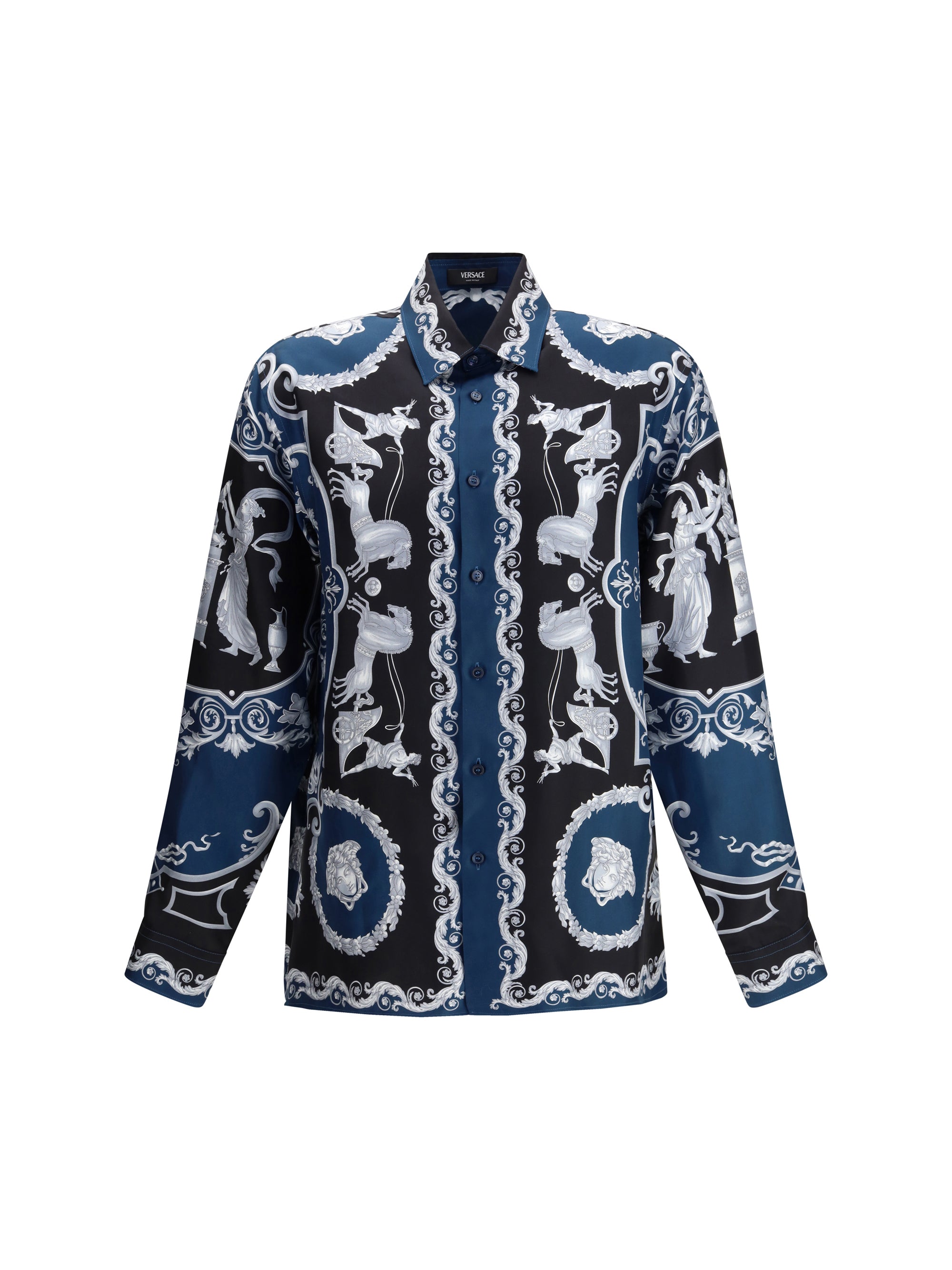 Hall of Heroes Printed Silk Twill Shirt — Black