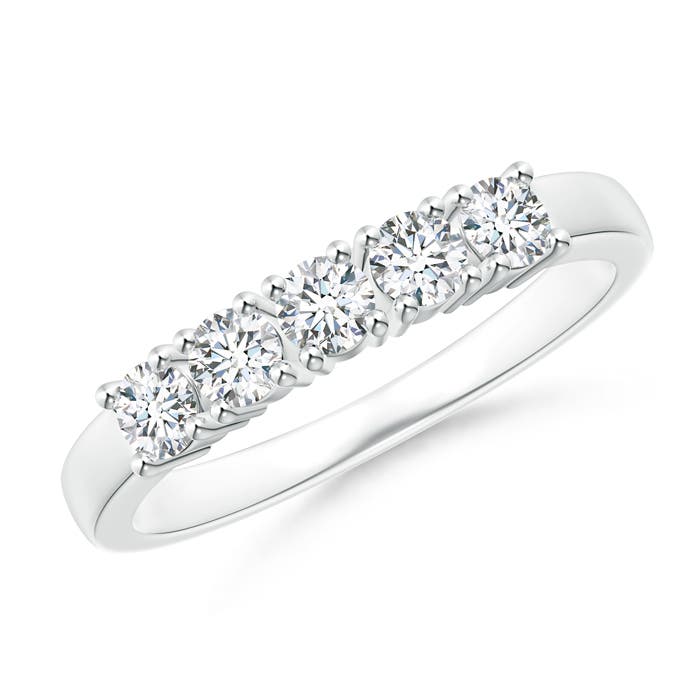Angara 0.53 CTW Lab-Grown Five Stone 4-Prong Set Diamond Wedding Ring in Platinum