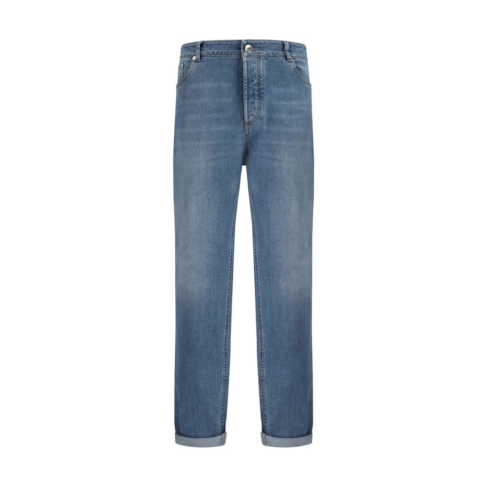 Cotton Straight-Leg Jeans — Blue
