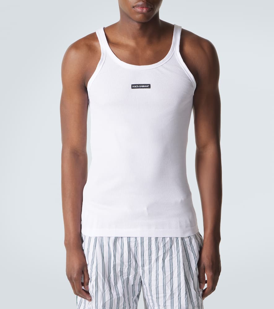 Ribbed-knit cotton tank top