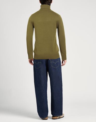 Man Turtleneck Military green Size 42 Merino Wool
