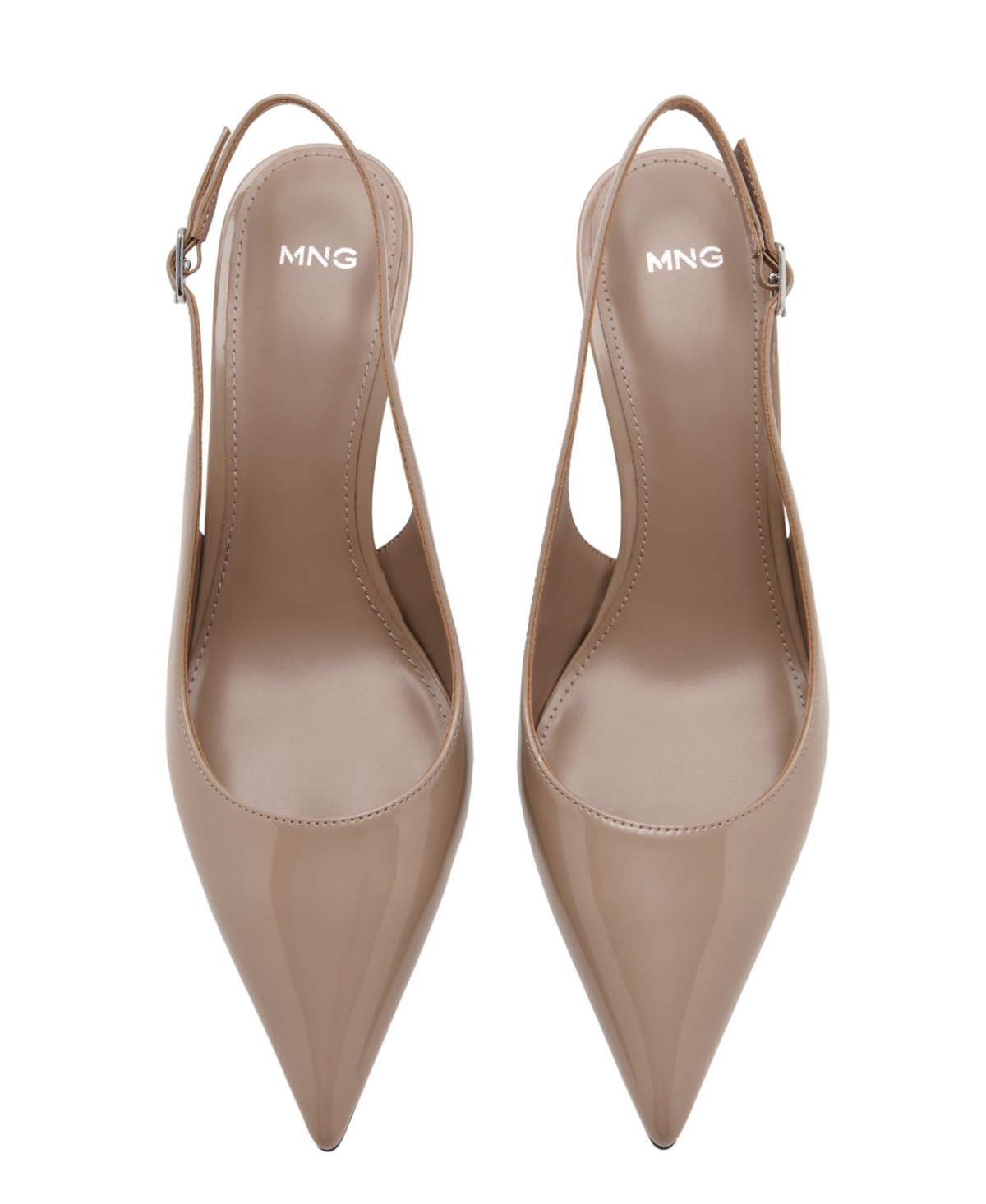 Women's Pointed-Toe Slingback Patent Pumps - Nude